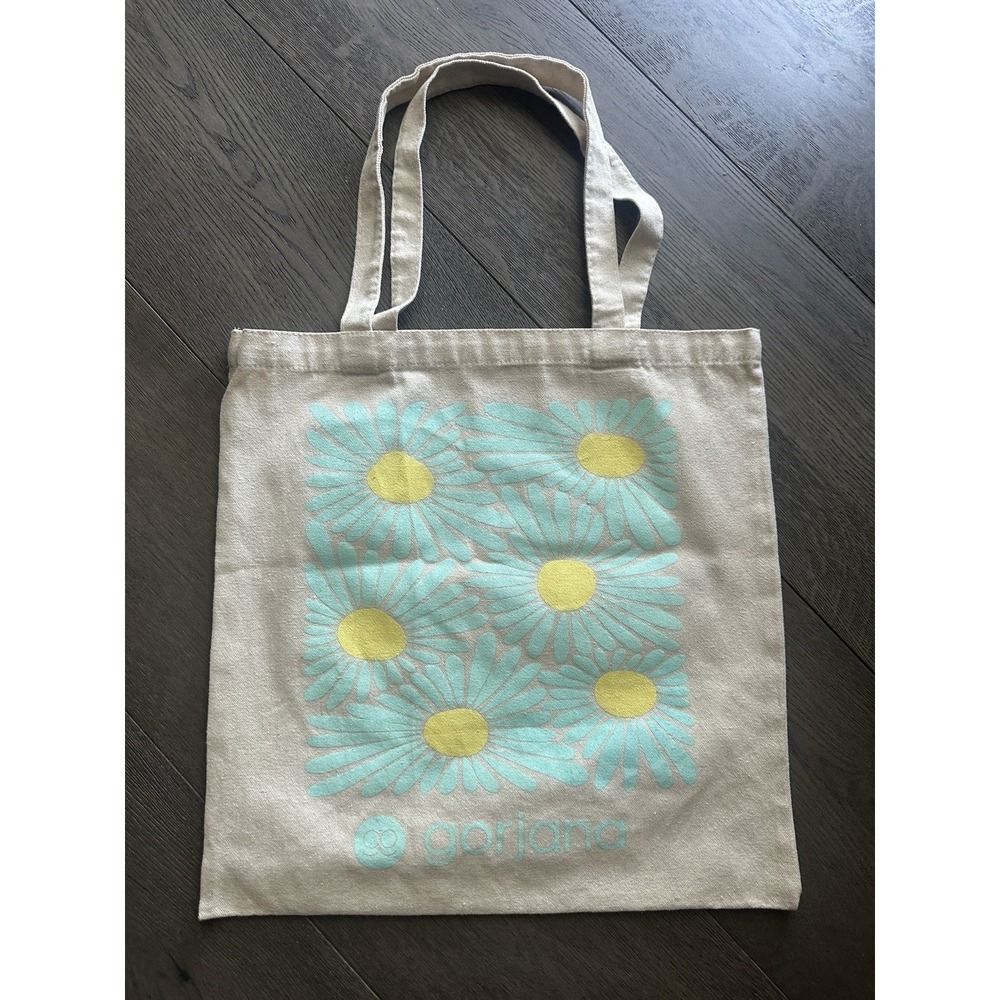 GORJANA Ltd. Edition Floral Canvas Logo Reusable Shopping Tote Bag Handles NEW